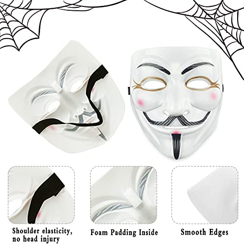 WELLXUNK Máscara de Hacker, Vendetta Máscara, Mascara de Halloween, Máscaras De Terror, Cubierta De Cara De Payaso, Guy Fawkes Mascara, para Disfraz De Halloween Cosplay Accesorios Fiesta Props (M1)