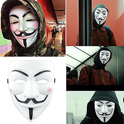 WELLXUNK Máscara de Hacker, Vendetta Máscara, Mascara de Halloween, Máscaras De Terror, Cubierta De Cara De Payaso, Guy Fawkes Mascara, para Disfraz De Halloween Cosplay Accesorios Fiesta Props (M1)