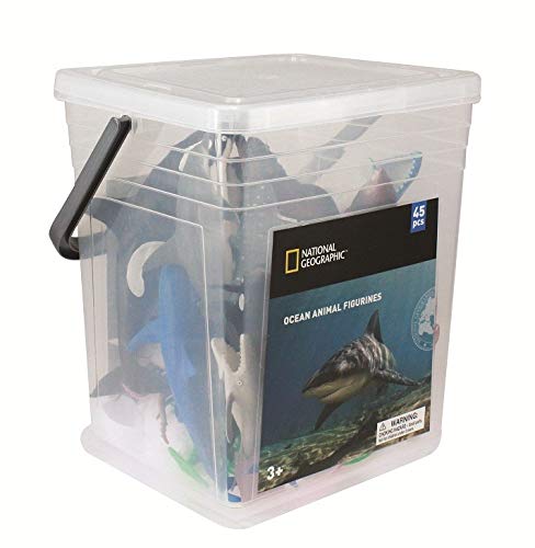 Wenno USA National Geographic Large Bucket of Sea Animals Figurines, 45 Pieces Figuras, Color. (NYX06002)