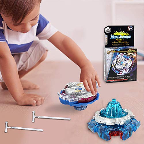 WENTS Beyblade Burst Peonzas 2Pcs Conjuntos de Metal de Gyro 4D Peonzas Gyro Lucha Maestro Cadena Launcher con Estadio Infinity Nado Básico Duelos Conjuntos Regalo para Niños