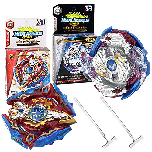 WENTS Beyblade Burst Peonzas 2Pcs Conjuntos de Metal de Gyro 4D Peonzas Gyro Lucha Maestro Cadena Launcher con Estadio Infinity Nado Básico Duelos Conjuntos Regalo para Niños