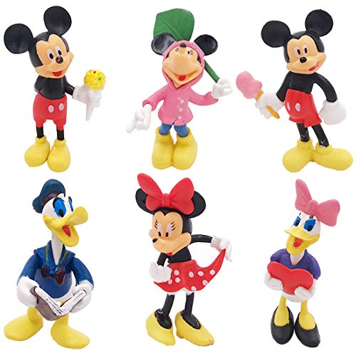 WENTS Juego de Minifiguras de Mickey Suministros para Fiesta de cumpleaños Figuras para Cupcakes decoración para Tartas Suministros para decoración de Tartas 6 Piezas