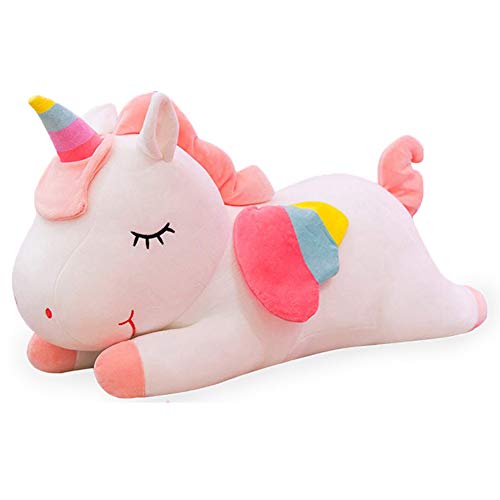 WENTS Peluche Licorne Jouet de Poupée Original Avec Détails en Corne et Ailes d'arc en Ciel, Matériau de Peau Douce, Cadeau pour Bébé 20 cm Blanc/ Rose