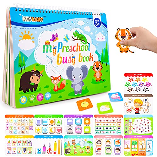 Weokeey Juegos Montessori, Tablero Montessori con 12 Temas Juguete Numeros Juegos Educativos con Letras Números Formas Colores, Juguetes Niños, Niñas, Niños Pequeños de 3 4 5 6 Años