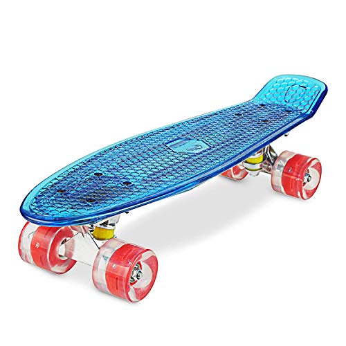 WeSkate Cruiser - Monopatín Completo Mini Skateboard de 55 cm, Penny Board con Ruedas LED de Poliuretano, rodamientos ABEC-7, niños, Adolescentes y Adultos