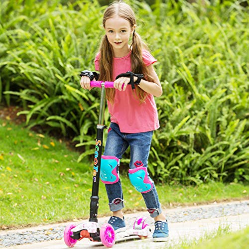 WeSkate - Patinete Niños Patinete de 3 Ruedas Plegables con Ruedas Luminosas y Manillar Ajustables para Niños y Niñas de 3 a 12 Años Multicolor e Impreso (púrpura)