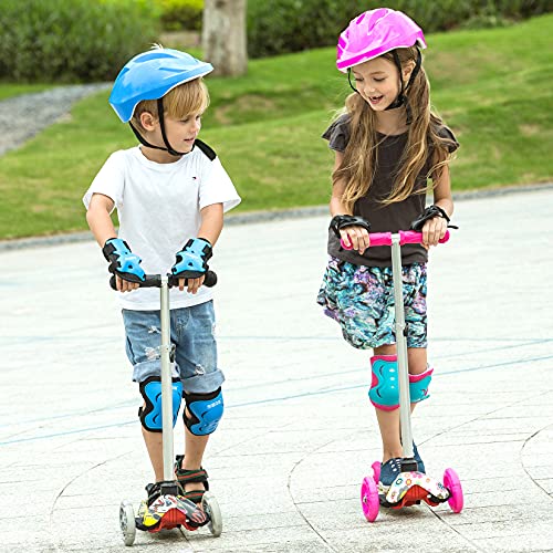 WeSkate Patinete para Niño Niña 3-8 Años Mini Scooter de Tres Ruedas con Luces LED manubrios Ajustables Patinetes para niños