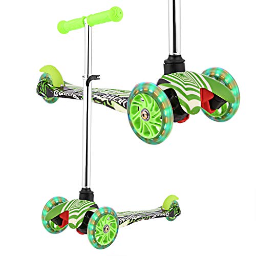 WeSkate Patinete para Niño Niña 3-8 Años Mini Scooter de Tres Ruedas con Luces LED manubrios Ajustables Patinetes para niños