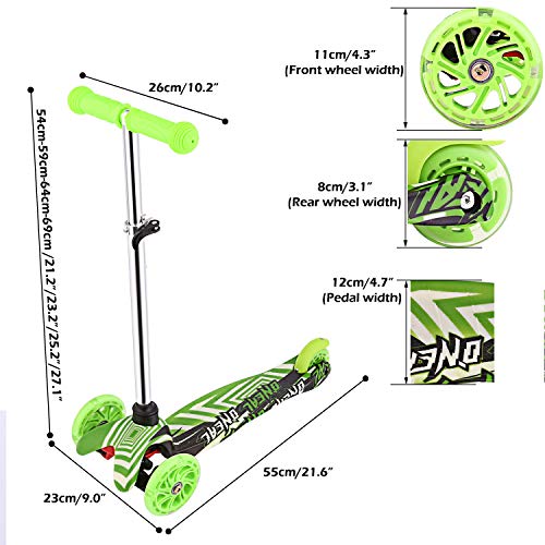 WeSkate Patinete para Niño Niña 3-8 Años Mini Scooter de Tres Ruedas con Luces LED manubrios Ajustables Patinetes para niños