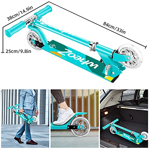 wheoZ Patinetes para niños con Ruedas de luz LED atinete Plegable 3 de Altura Ajustable para Niños de 3 a 8 Años para Niñas y Niños Capacidad de Peso de 110 LB…