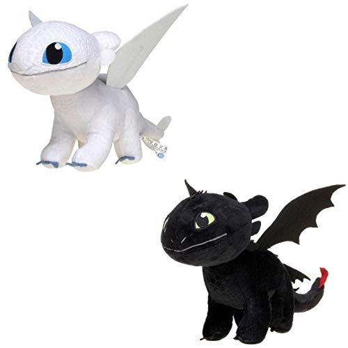 WHL Cómo Entrenar a tu Dragón - Peluche Pack Furia Luminosa + Desdentado, 36cm (14"), HTTYD