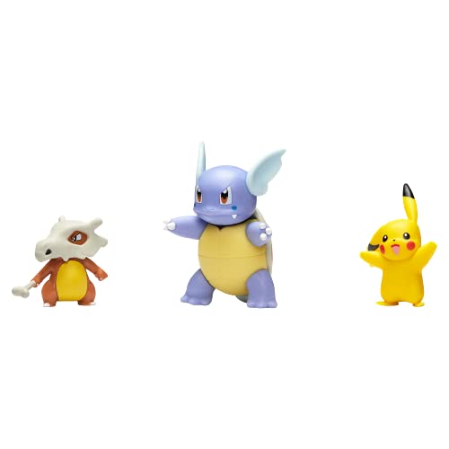 Wicked Cool Toys Pokémon Figuras de Batalla con Pikachu, Wartortle y Cubone, 5 cm, PKW0046