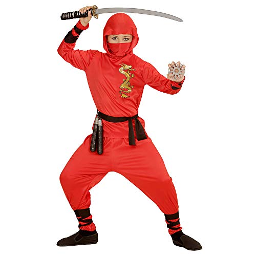 WIDMAN Red Dragon Ninja - Niños Disfraz - Pequeño - Edad 5-7 - 128cm