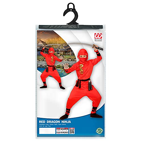 WIDMAN Red Dragon Ninja - Niños Disfraz - Pequeño - Edad 5-7 - 128cm