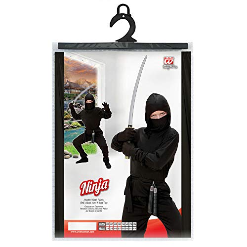 Widmann 02647 - Disfraz para niños con diseño Ninja, Negro, 140 cm