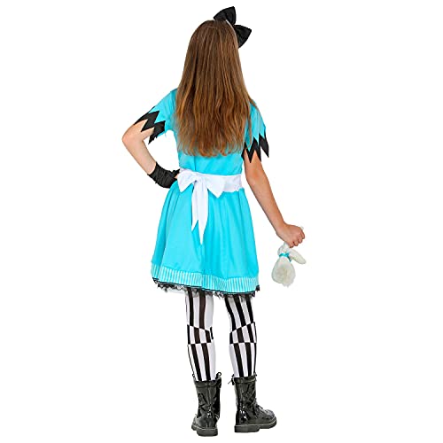 WIDMANN 60258 60258 - Disfraz infantil del País de las Maravillas, vestido, leggings, guantes sin dedos, lazo para el pelo, cuento de hadas, carnaval, Halloween, niña, multicolor, 158 cm/11-13 años