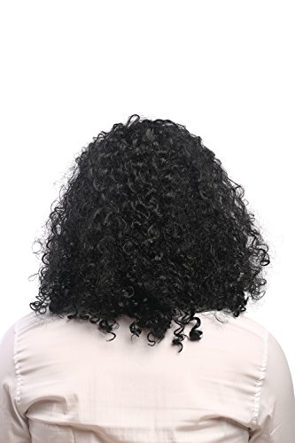 WIG ME UP- 70474-P103 Peluca Mujeres Hombres Carnaval Melena Larga rizada 80 Heavy Metal roquero quinqui macarra Futbolista Negro