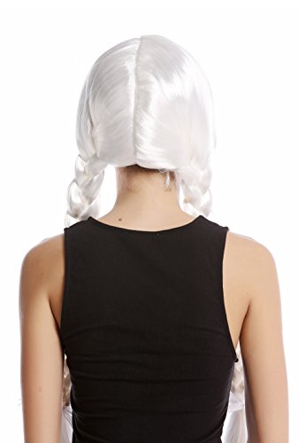 WIG ME UP- 90869-P68 Peluca Mujer Carnaval Halloween Flequillo Muy Largo Trenzas Trenzado Pelo Blanco Princesa de Hielo