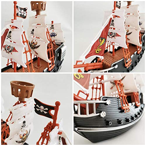 WIIBST Niños Niños Juego de simulación Barco Pirata Juego Cannon Treaure Figuras Piratas Juguete Amigos Barco Pirata Aventura Kit de construcción con Figuras + Velas + Nido de Cuervo