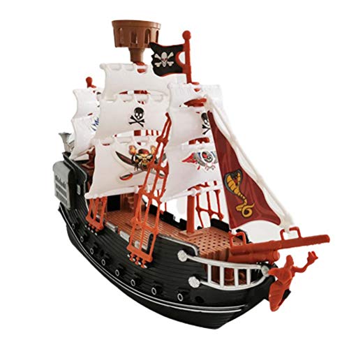 WIIBST Niños Niños Juego de simulación Barco Pirata Juego Cannon Treaure Figuras Piratas Juguete Amigos Barco Pirata Aventura Kit de construcción con Figuras + Velas + Nido de Cuervo