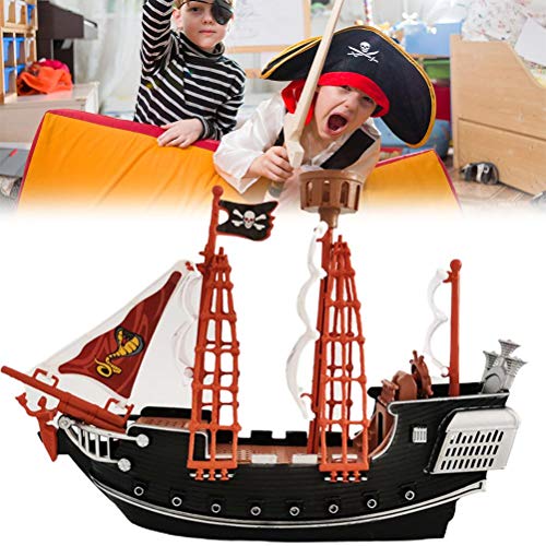 WIIBST Niños Niños Juego de simulación Barco Pirata Juego Cannon Treaure Figuras Piratas Juguete Amigos Barco Pirata Aventura Kit de construcción con Figuras + Velas + Nido de Cuervo