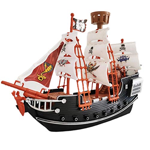 WIIBST Niños Niños Juego de simulación Barco Pirata Juego Cannon Treaure Figuras Piratas Juguete Amigos Barco Pirata Aventura Kit de construcción con Figuras + Velas + Nido de Cuervo