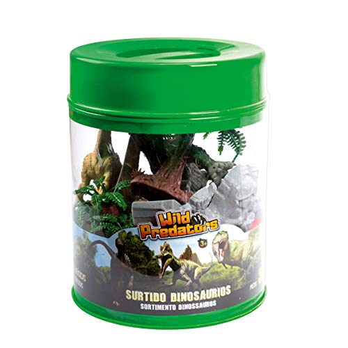 Wild predators Bote de Dinos 26 Piezas, Surtido Figuras 3 años o Más, Regalos para Niños, Dinosaurio de Juguete, Indominus Rex Incluido, Multicolor (XT380853)