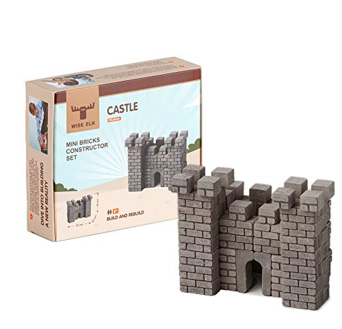 Wise Elk Castle Construction Set, Real Ceramic Bricks, Gypsum Reusable Building Kit, 85 PCS, Educational Toy, Architecture ,Model Kit ,85X85X60mm Code 70668