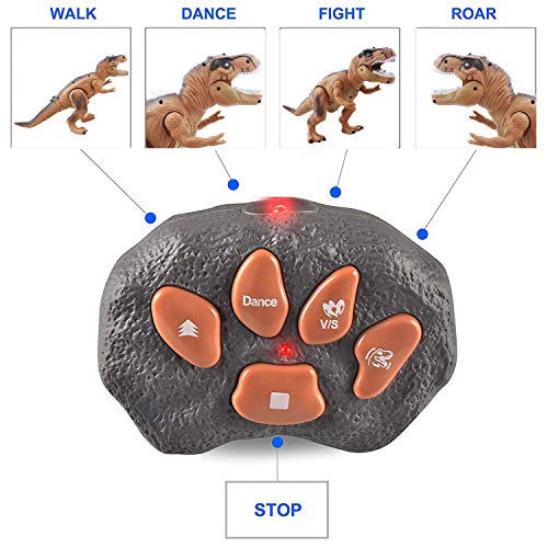 WISHTIME Dinosaurio de Control Remoto ElectricToy Kids RC Animal Toys LED Light Up Dinosaur Walking and Roaring Realista T-Rex Robot Toys For Toddlers Boys Girls