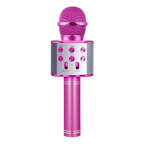 Wiwi Micrófono de Karaoke para niños, Máquina Cantante Micrófono de niña Fiesta Familiar Regalo Chica niño Niño Niño 5-13 años Regalo de niña Micrófono inalámbrico Bluetooth Micrófono Rosado