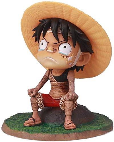 WMYATING Realista y Divertido 13 cm Infancia d Luffy Llorando Mono Ver Modelo de Dibujos Animados Mini decoración de automóvil una Pieza Anime acción Figura Vendaje Luffy muñeca