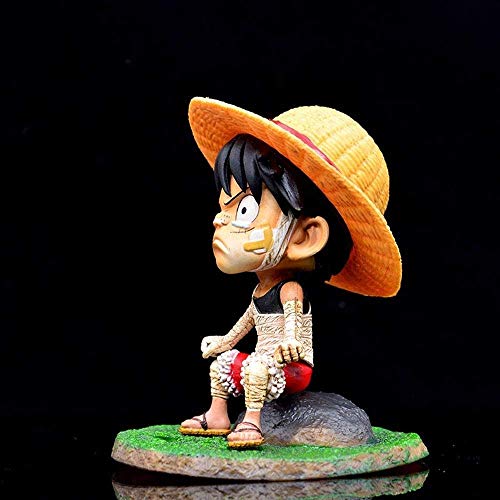 WMYATING Realista y Divertido 13 cm Infancia d Luffy Llorando Mono Ver Modelo de Dibujos Animados Mini decoración de automóvil una Pieza Anime acción Figura Vendaje Luffy muñeca