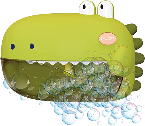 WolinTek Juguete de Baño para Bebé, Máquina de Burbujas para Bañera, Dinosaurio de Juguete con Melodías Musicales,Burbuja de Baño Juguetes para Niños (Verde)