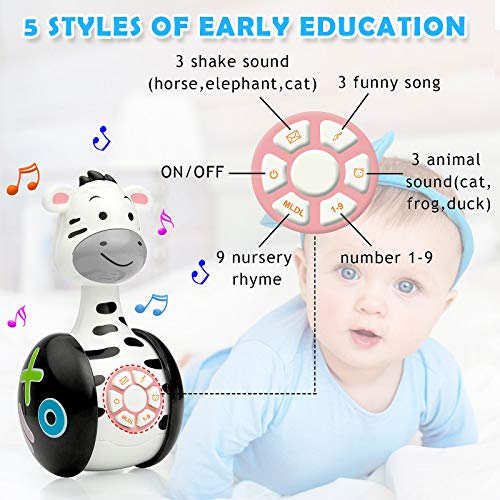 WolinTek Juguetes educativos tempranos,Juguetes Bebe ,Juguetes Musicales para Niños,Juguetes de Vaso Juguete de Sonido con Música y Luz,Máquina de Aprendizaje Regalo de Juguete (Cebra)