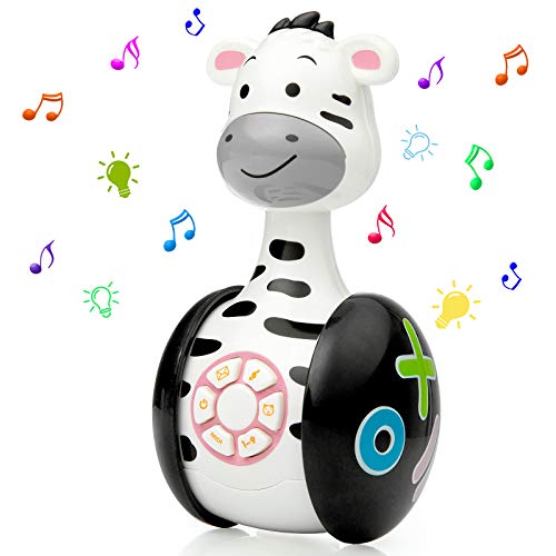 WolinTek Juguetes educativos tempranos,Juguetes Bebe ,Juguetes Musicales para Niños,Juguetes de Vaso Juguete de Sonido con Música y Luz,Máquina de Aprendizaje Regalo de Juguete (Cebra)