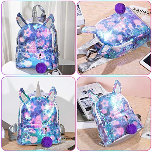 WolinTek Mochila de Unicornio, Mochila Escolar para niña, Mochila de Lentejuelas, Mochila de Viaje,Mochila de Moda Cute Glitter Girl,Mochila de Lentejuelas para Niñas