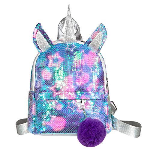 WolinTek Mochila de Unicornio, Mochila Escolar para niña, Mochila de Lentejuelas, Mochila de Viaje,Mochila de Moda Cute Glitter Girl,Mochila de Lentejuelas para Niñas