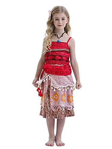 WonderBabe, Disfraces De Princesa Moana para Niñas, Ropa Elegante para Niñas Pequeñas, Traje De Fiesta De Halloween, Tamaño 5-6 Años