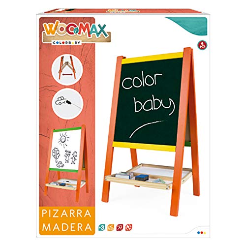 WOOMAX- Pizarra caballete de madera con accesorios (Colorbaby 43692)