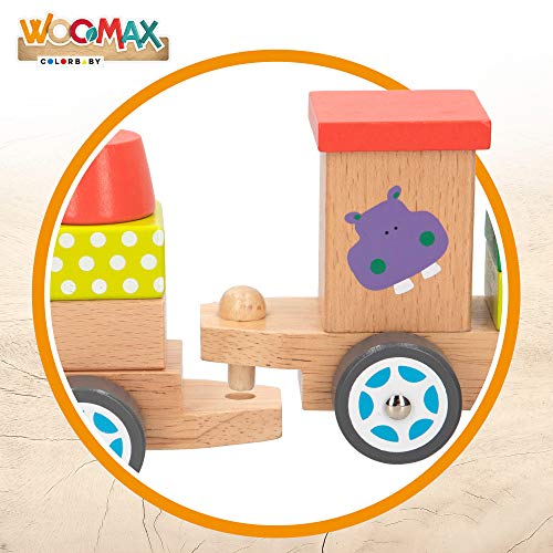 WOOMAX- Tren de madera con animales (ColorBaby 40997)