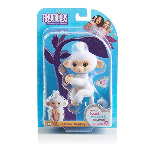 WowWee - Fingerlings Sugar, Monito Interactivo en color blanco con purpurina (WowWee 3763) , color/modelo surtido