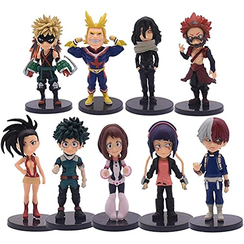 Wuawtyli My Hero Academia Figura,9PCS 8CM PVC Pop Action Figura Toga/Deku/Kirishima/Todoroki/Banpresto/Bakugo/Tsuyu/Tomura/Dabi Academia Set