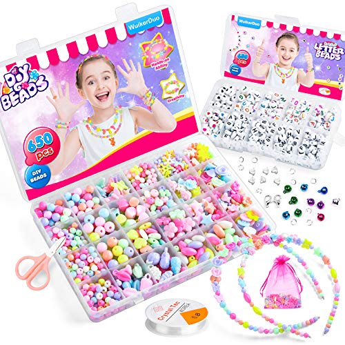 WuikerDuo Niños Bricolaje Conjunto de Cuentas,Niños DIY Set de Perlas Kit de fabricación de Cuentas para Bricolaje joyería para niños, Pulsera