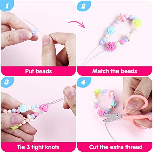 WuikerDuo Niños Bricolaje Conjunto de Cuentas,Niños DIY Set de Perlas Kit de fabricación de Cuentas para Bricolaje joyería para niños, Pulsera