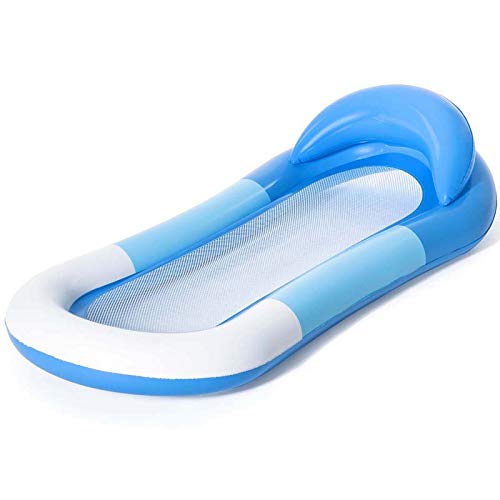 Wuudi 160 * 84 CM Colchón de Aire Hamaca de Agua para Piscina con Malla Inflable Flotador Cama Flotante Colchón de Agua Sofá para Piscina y Playa para Adultos y niños