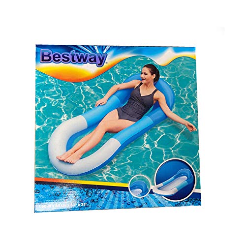 Wuudi 160 * 84 CM Colchón de Aire Hamaca de Agua para Piscina con Malla Inflable Flotador Cama Flotante Colchón de Agua Sofá para Piscina y Playa para Adultos y niños