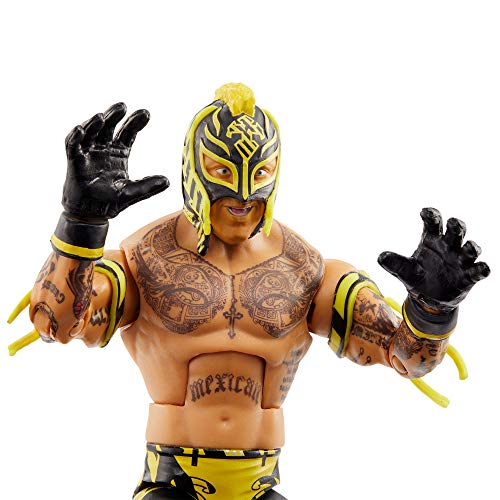 WWE Élite Figura Rey Mysterio, muñeco articulado de juguete con accesorios (Mattel GVC01)