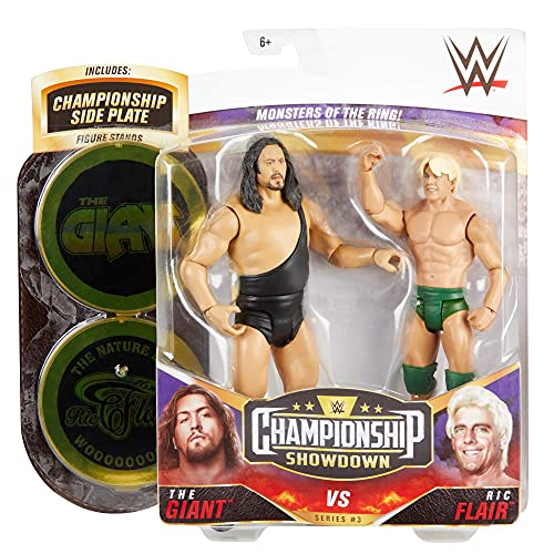 WWE Serie Campeonato Pack 2 figuras El Gigante y Ric Flair, muñecos articulados de juguete con accesorios (Mattel GVJ18)