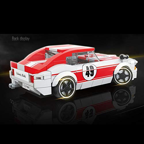 WWEI Cochecito deportivo de Technic, modelo Speed Champions con bloques de construcción, compatible con versión estática de Lego, rojo y blanco.