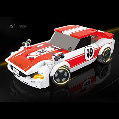 WWEI Cochecito deportivo de Technic, modelo Speed Champions con bloques de construcción, compatible con versión estática de Lego, rojo y blanco.